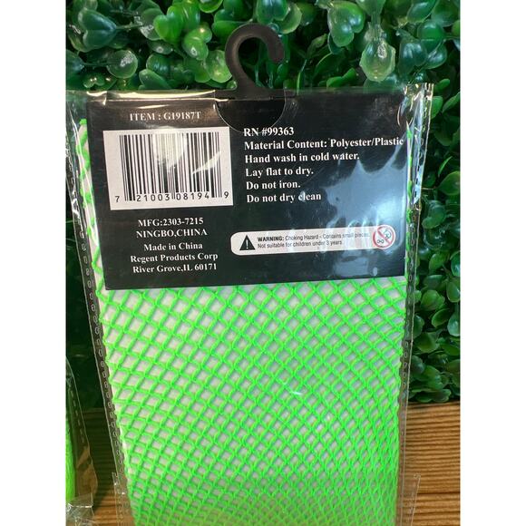 New Bundle Green Neon Fishnet Gloves Stockings Head & Arm Bands Glow Party 80 - Picture 6 of 6